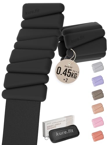 kure.fit Weighted Bangles أوزان للمعصم والكاحل | Adjustable Wrist & Ankle Weights for Women (2 x 0.45kg) | Ankle Weights for Yoga Pilates & Walking | Arm & Leg Weights for Men | Home & Gym Workouts