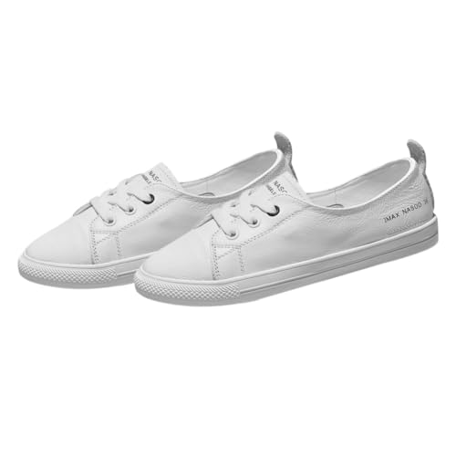 UKCOCO Zapatillas Casuales Blancas para Mujer Diseño sin Cordones Ultraligeras y Transpirables Cómodas para Verano Talla EU Estilo Flattie de Punta Redonda