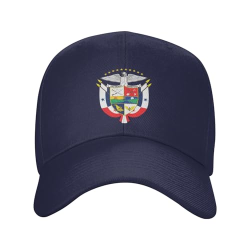 Casquette Panama pour homme et femme avec armoiries du Panama Casquette de baseball réglable, bleu marine, Taille unique