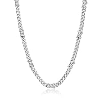 Bandmax Womens Mens 5MM Barbed Wire Chain Necklace 18 Inches Stainless Steel Punk Emo Style Thorn Cuban link Chains Necklaces Gift for Son Daughter Grandson Husband Friend