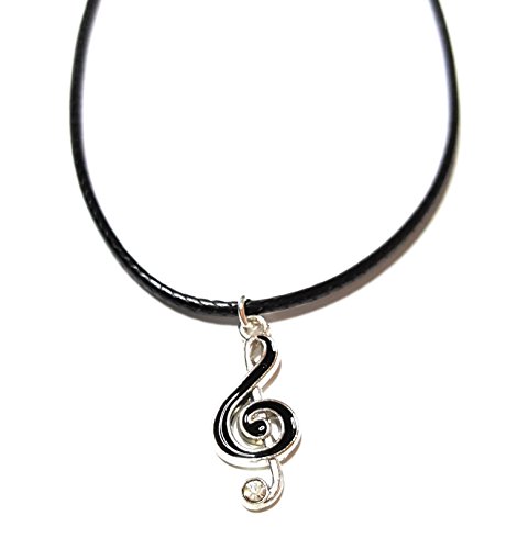 Dreamlife Collier avec pendentif en forme de clé de sol - Argenté/noir, Zinc
