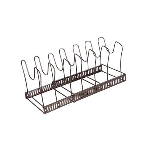 Spotact Soporte negro para tapa de sartén, organizador ajustable para armario de cocina, organizador de sartenes para armario con 7 divisores, soporte de cocina para cajón debajo del fregadero para