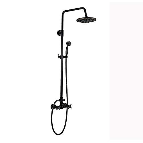 Système de douche 8 pouces noir et bronze avec mélangeur de salle de bain
