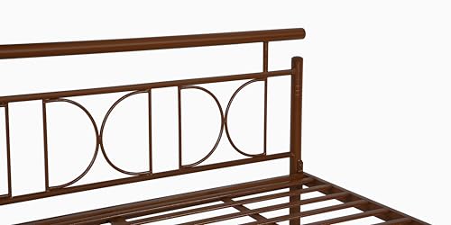 Image of Mexo Metal King Size Bed Without Storage | Wrought Iron Double Bed with Headboard & Footboard | Sturdy Powder Coated Platform Bed King Size Cot for BedroomLivingRoom Brown (75x72)