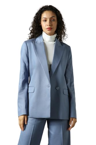 Image of High Star Women Solid Longline Length Oversized Notch Lapel Collar Full Sleeve Blazer