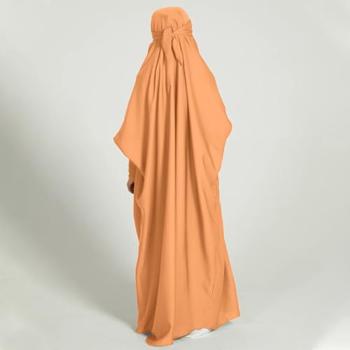 IBAKOM Kids Prayer Clothes Long Sleeve Muslim Abaya for Girl Dress Satin Modest Islamic Jilbab Dubai Attire Arabian Thobe2