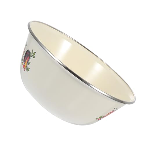 iplusmile 2 piezas Tazón de Esmalte de Hierro Vintage de Juego para Sopa y Ensaladas Diseño Retro Beige para Almacenamiento y Preparación de Alimentos
