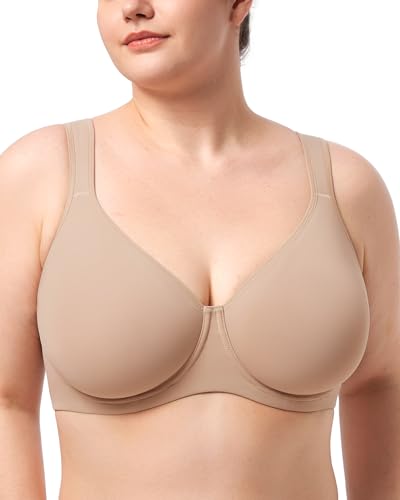 Image of HSIA Bras for Women Minimizer Full Coverage, Plus Size T Shirt Unlined Underwire Smooth Bra, Seamless Cups Joan Ultimate Soft