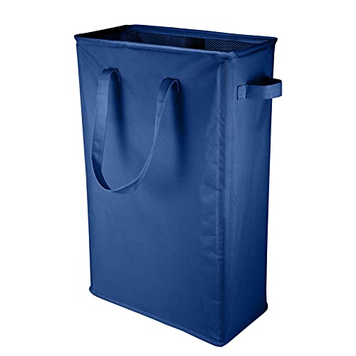 IHOMAGIC 45L Panier à Linge Mince, Corbeilles à Linge et Étroit Portatif à Longues Poignées, Pliage Sac à Linge Rectangulaire Tissu Imperméable,...