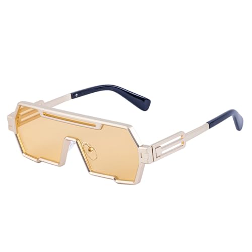 Lunettes de soleil punk une pièce pour hommes carrées vintage à grande monture