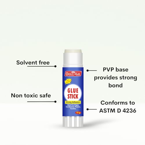 Image of Soni Officemate Glue Stick - 15 gm | Pack of 20 | Quick-Drying Strong PVP Adhesive | Ideal for School, Art, DIY, Office & Home | Safe & Child-Friendly