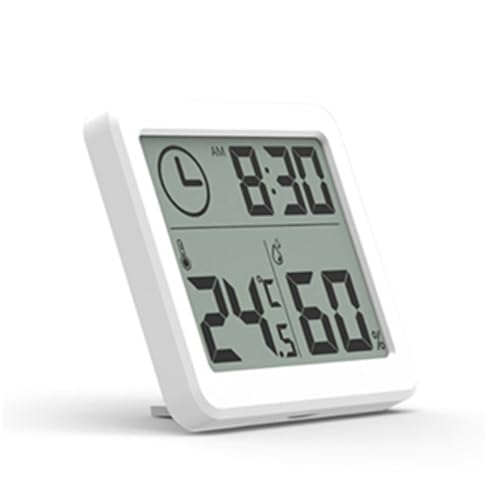 Abaodam Ultra Thin Indoor Hygrometer Thermometer with Clock Temperature Humidity Monitor for Home Office Lightweight Digital Gauge White