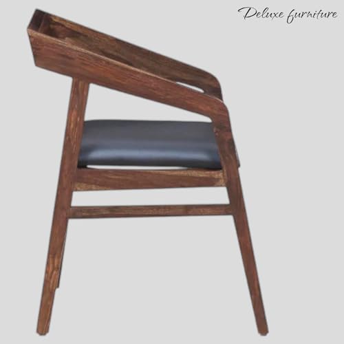 Image of Solid Sheesham Aram Chair for Living Room| Wooden Chair | Outdoor & Indoor Home Dining Room Furniture (Provincial Teak)