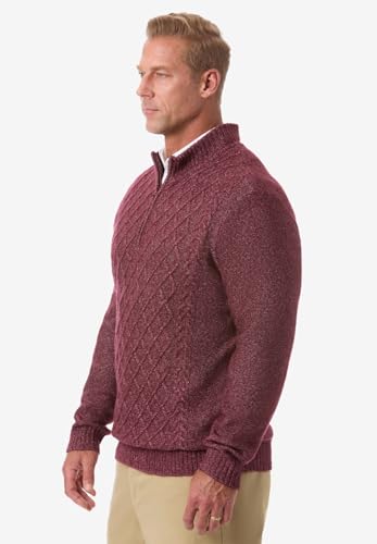 KingSize Men's Big & Tall Soft Cable Knit 1/4 Zip Sweater3