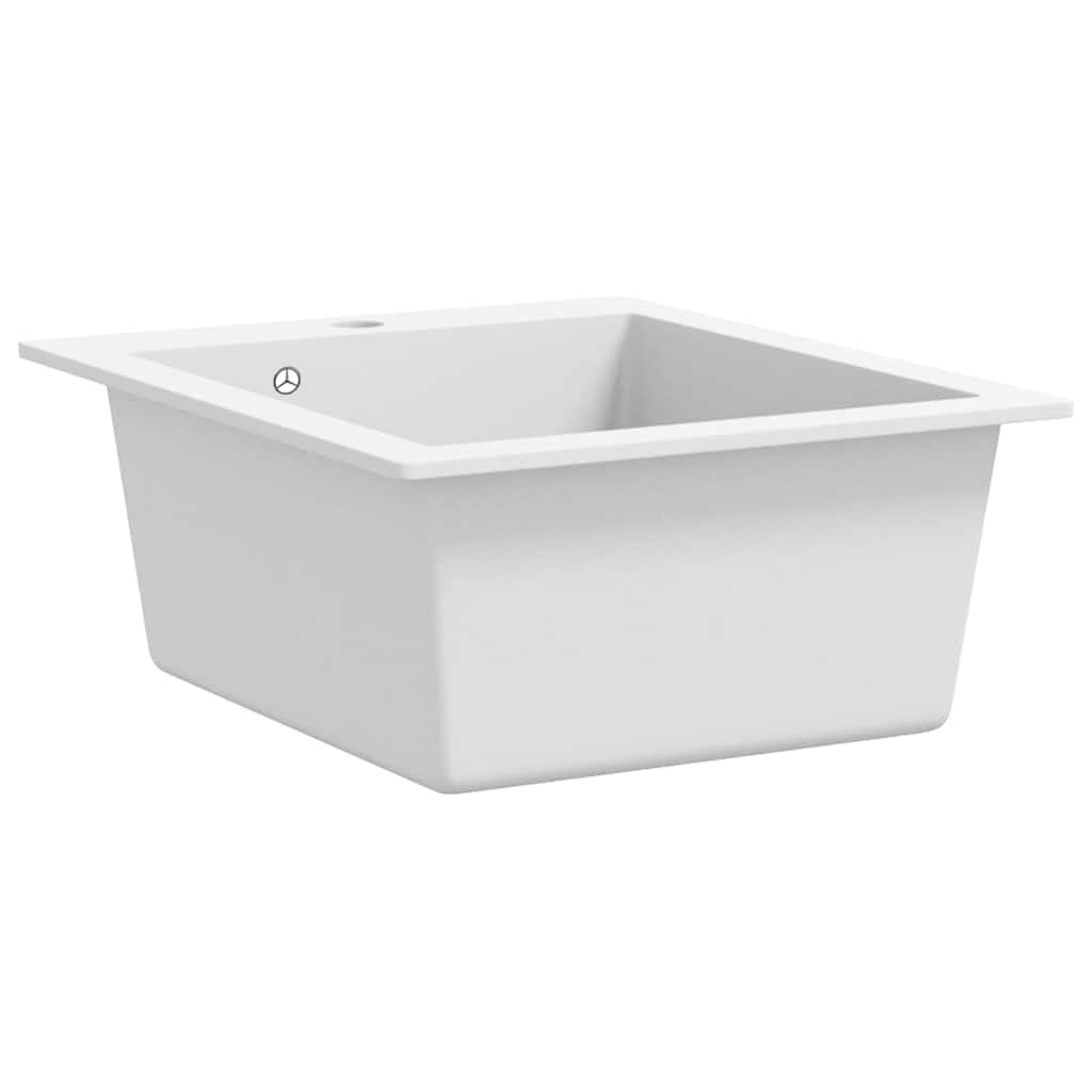 vidaXL Lavandino Cucina Granito 1 Lavello ad Incasso Bianco