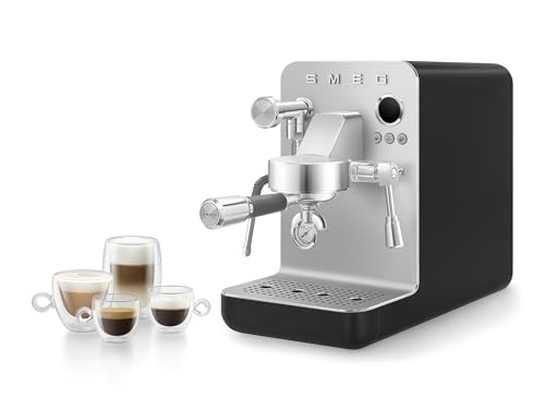 Image of Smeg Semi-Pro Espresso Machine - 15-Bar Pump, Triple Thermoblock Heating, 58mm Filter Holder & Steam Wand - Made in Italy (Black)