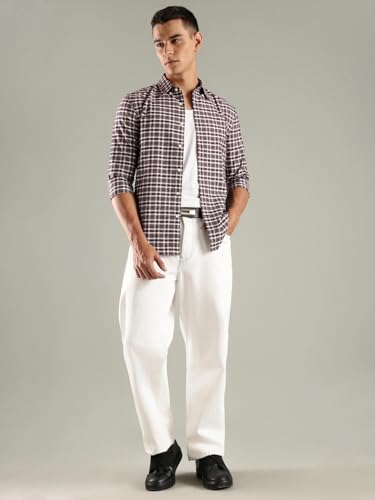 Image of Checks Slim Fit Oxford Woven Shirt