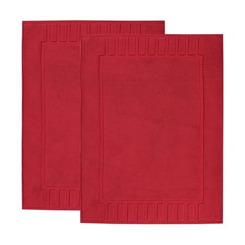 Superior 100% Cotton Bathmat Set, Bath Mat, Bathroom Decor, Shower, Bathtub Essentials, Home Accessories, Washable Rug, Absorbent, Quick Dry, Leo Collection, Set of 2, 22" x 35", Cranberry by SUPERIOR - Image 2