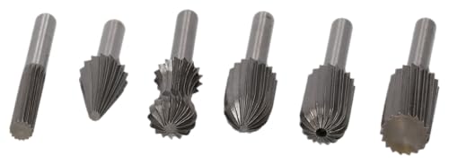 DEDRA Hartmetall Frässtifte-Set mit 6 HSS-Schaftfräsern für Aluminium, Nichteisenmetalle, Kunststoff und Holz, Schaftdurchmesser 6 mm, geeignet für Geradschleifer