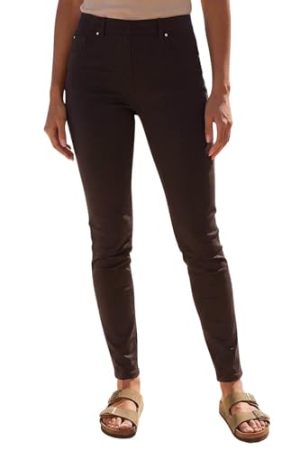 Image of Roman Originals Jeggings for Women UK Jean Ladies Stretchy Trousers Denim Leggings High Waist Rise Pull On Skinny Straight Leg Cotton Pants Smart Casual - Chocolate (31 inch) - Size 14