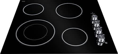 FORTÉ F24CC4B Electric Cooktop, Built In Stove Top with Electric Burners for Cooking, 4 Burner, 24 Inch Cook Top, Ceramic Cooktop, Black Top Wall Oven, Glass Ceramic with Hot Surface Indicator