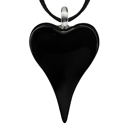 Glass Heart Necklace for Women - Mosaic Glass Heart Pendant Necklace - Large Puffy Chunky Heart Necklace - Purple Green Black Red Heart Necklace2