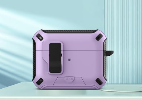 Étui AirPods 1 antichoc violet avec support rigide silicone et mousqueton de transport