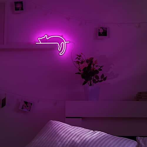 Kathfly Cat Neon Signs for Wall Decor USB Powered Neon Lights Cat LED Light Table Decoration for Bar, Christmas, Wedding, Birthday Party, Cat Lovers, Kids or Girls Room