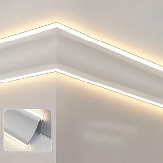 Crown Molding Led Indirect Lighting, Baseboard Led Strip Diffuser for Wall Corner or Ceiling, Surface Mounted Crown Moulding Without Led Strip(140cm/4.6ft)