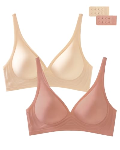 Image of Deep V Bra Padded Bralettes for Women 2 Pack - Low Cut Bras for Deep V Neck Wireless Push Up Bralette Comfort A-D Cups