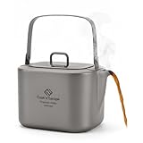 COOK'N'ESCAPE チタン角型クッカーセット 1100mlポット＋300mlフライパン＋400mlケトル 超軽量385g セラミック加工・フタ兼用 スタッキング収納可 純チタン製・食品衛生基準適合 キャンプ 登山 ソロ用 クッカーセット 5年保証 (400mlケトル)