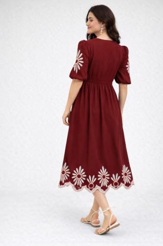 Image of JULEE Women's Rayon Embroidered Dress Butta Dress-BAC