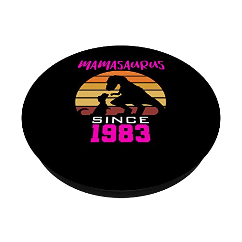 Mamasaurus since 1983 PopSockets Swappable PopGrip, Black - Image 2