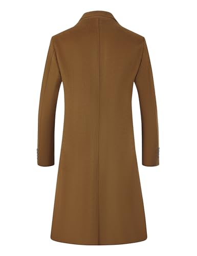 Image of ELETOP Men's Wool Trench Coat Winter Business Long Overcoat | Quilted Lined Warm Pea Coat, Business Casual, Notch Collar, Wool Blend
