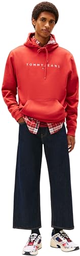 Tommy Jeans Herren TJM REG Linear Logo Hoodie EXT DM0DM20746 Pullover Hoodie, Rot (Terracotta Red), M, Rot (Terracotta Red), M 3