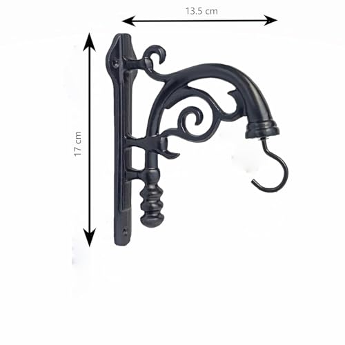 Image of Metal Wall Hook Hanging Plant Bracket Decorative Plant Hanger for Pots, Bird Feeders, Planters, Lanterns, Macrame, Wall Light, Wind Chimes Indoor Outdoor (Black, Pack of 1)