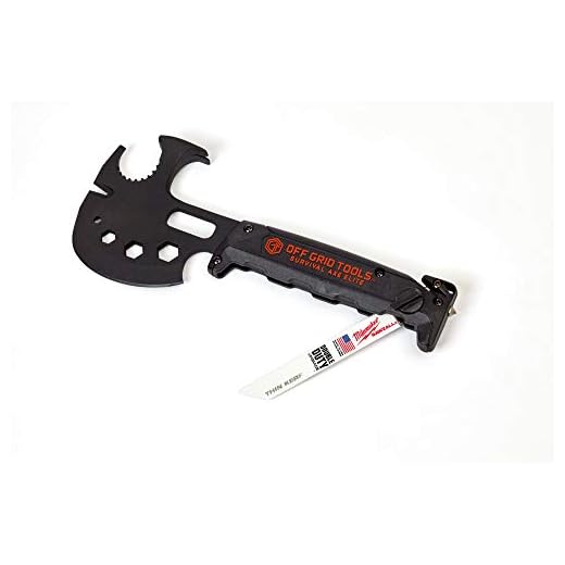 Off Grid Tools OGT-SA100 Hache de survie Elite Multitool - Fabriqué aux États-Unis, noir et or