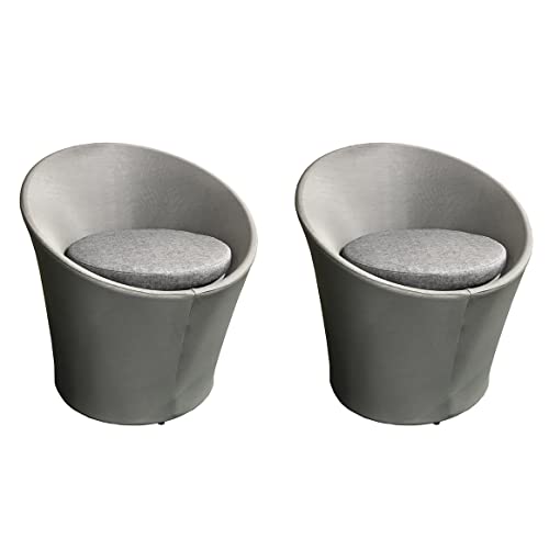 Meubletmoi Lot de 2 fauteuils de Jardin Rond en Aluminium Gris et revêtement textilène Gris avec Petit Coussin - Kimi