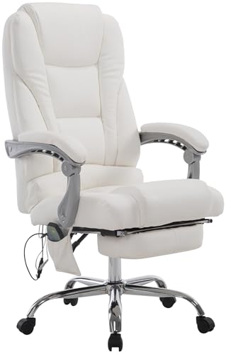 CLP Chaise De Bureau Pacific Simili Cuir I Fonction Massage I Ergonomique, Rotative À 360° avec Repose-Pieds I...