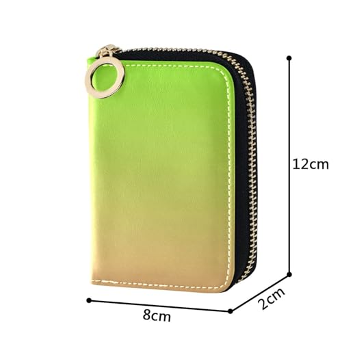 Waterproof Wallet Women Small RFID Blocking Credit Card Wallets Cute Coral Pink Bright Green Gradient Travel Wallet with Zipper3