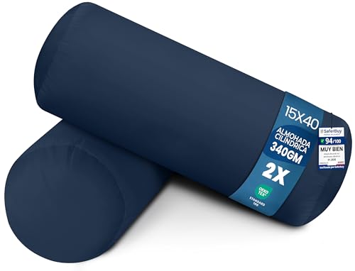 Utopia Bedding Almohada Cilíndrica 15 x 40 cm (2 Unidades), Fibra Virgen Siliconada, Cojin Cilindrico (Azul Marino)