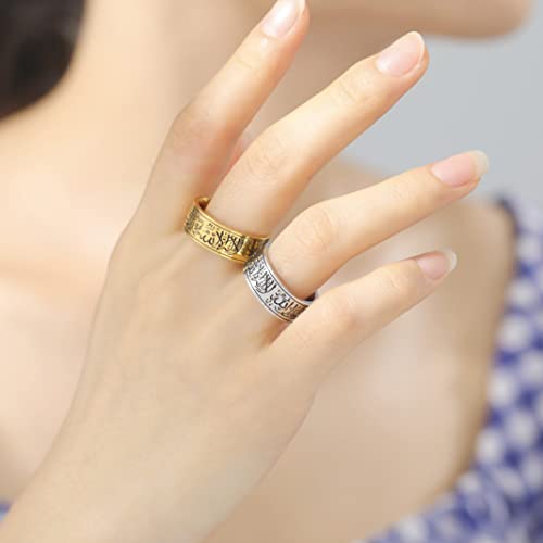 UNIFT Ring For Men Women 8MM Islam Muslim Allah Stainless Steel Wide Ring Islamic Muslim Prayer Religious Ring Jewelry