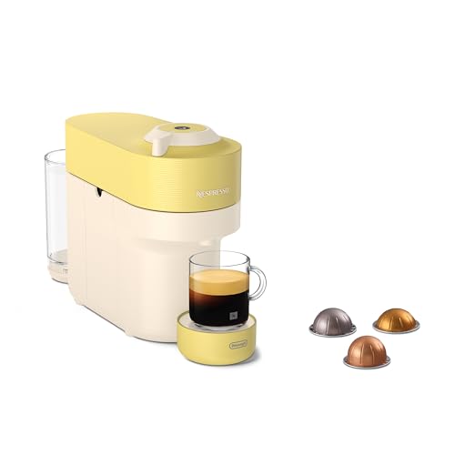 De'Longhi Nespresso Vertuo Pop ENV90.LE, Máquina de Café de Cápsulas con Tecnología Centrifusion, 4 Tamaños de Taza, Incluye Set de Bienvenida con 12 Cápsulas, 1260W, Pastel Yellow