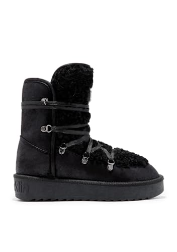 D.Franklin Botas Australianas con Forro Exterior de Pelo Mujer Nordic Fur en Negro   Botas para Mujer   Moda casual Mujer (Talla 38)
