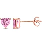 Abbie+Cleo Heart-Shaped Cubic Zirconia Stud Earrings in 925 Sterling Silver - Various Color Optio...