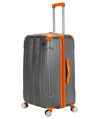 Image of Rockland London Hardside Expandable Spinner Wheel Luggage, Charcoal, Checked-Large 28-Inch