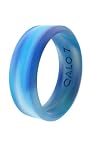 QALO Rubber Engagement Rings for Women β Bioluminescent Glow In The Dark Design β Silicone Wedding Bands for Her β 5.5mm Wide x 2.5mm Thick β Durable Design for Outdoor, Active Use β Blue, 05