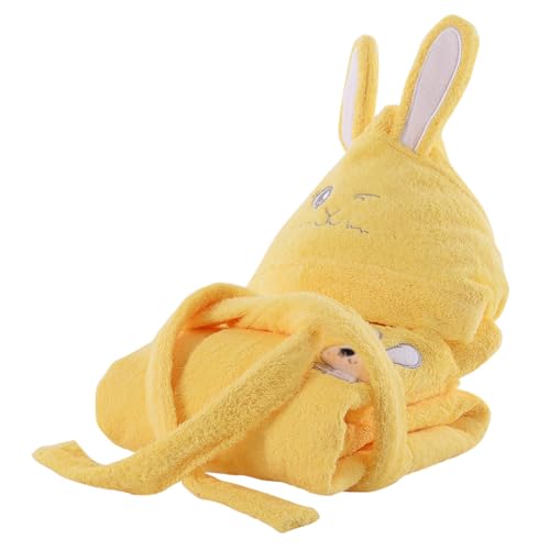 Kids Bathrobe Soft Hooded，Boys Girls Rabbit Ears Cotton Towel Robe, Lovely Comfortable Loungewear 4-12 Years