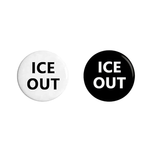 2Pcs Ice Out Pin for Men Women White Black Ice Out Button Pins Anti Ice Movement Lapel Pins Lightweight Political Activism Badge Pins Unique Fashion Round Accessories (black&white)