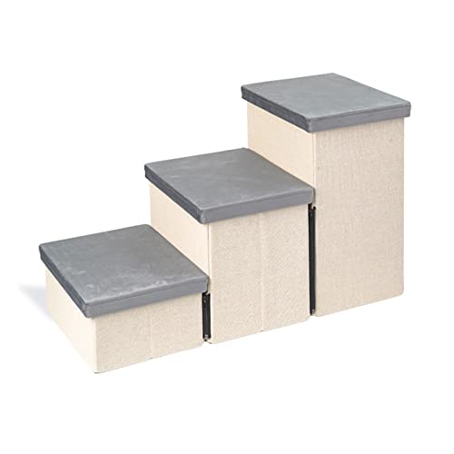 �y�b�g�p�K�i �܂肽���ݎ��y�b�g�p�K�i 3 �X�e�b�v �܂肽���ݎ����p�K�i ���^���璆�^���p ����уy�b�g�p���[�X�e�b�p�[ �����x�b�h�p �\�t�@�p �X�e�b�p�[ �ő�50�|���h�̃y�b�g�p���L (�O���[)(74x44x33cm)